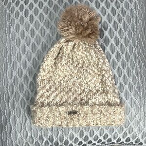 Butter soft knit crochet Pom Pom stocking cap beanie rolled brim eyelash yarn